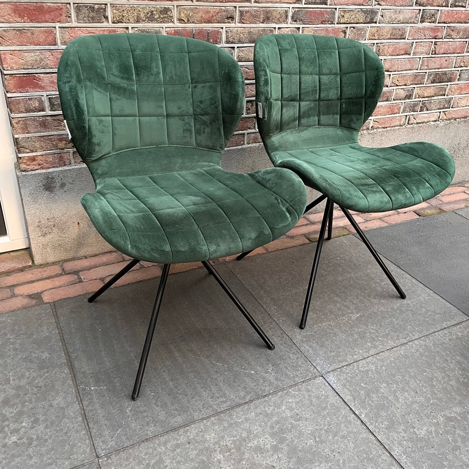 2x Zuiver eetkamerstoel. Groen fluweel, Huis en Inrichting, Ophalen, Gebruikt, Twee, Overige kleuren