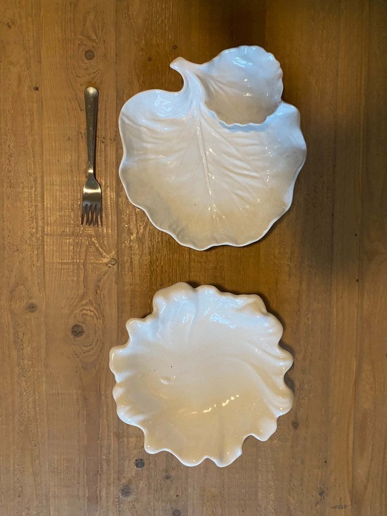Witte keramische schaaltjes: blad en schelp, Ophalen, Keramiek, Overige stijlen, Schaal of Schalen