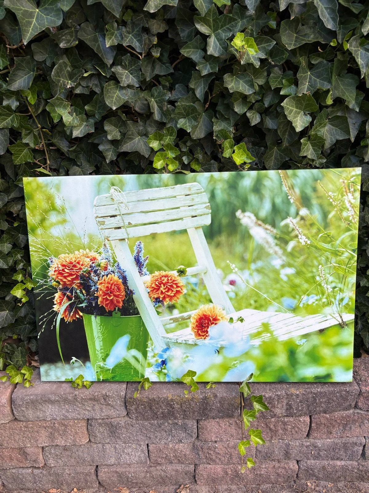 Canvas doek buiten 90x60 cm - Tuin bloemen decoratie, Ophalen, 50 – 75, Gebruikt, Print
