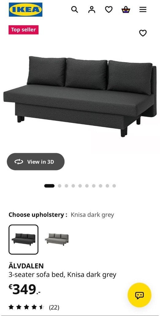 Ikea Älvdalen slaapbank grijs, Tweepersoons, Zo goed als nieuw, 200 cm, Grijs