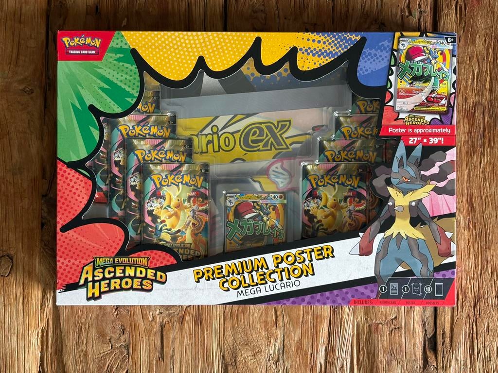 Pokémon Premium Poster Collection – Mega Lucario EX, Ophalen of Verzenden, Nieuw, Boosterbox, Foil