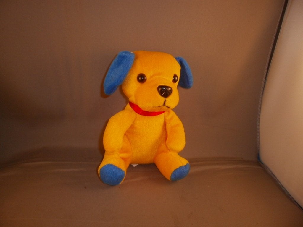 Wibra hond oranje/blauw velours harde zwarte neus 17 cm, Overige merken, Overige karakters, Nieuw, Meerkleurig