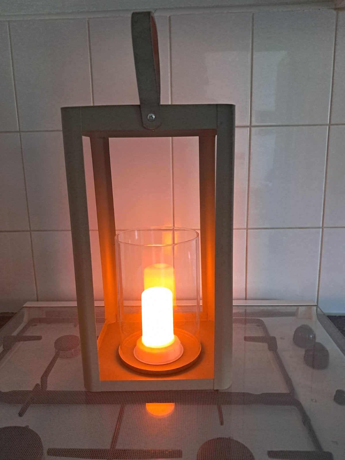 Lantaarn met flikkerende kaars / Windlicht, Ophalen, Zo goed als nieuw