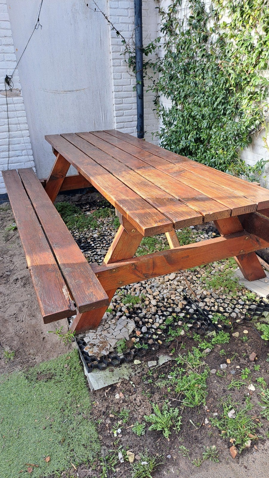 tuintafel. 2,5 x 1,7. 10 persoons. Europees hardhout, Tuin en Terras, Picknicktafels, Ophalen, Rechthoekig, Hout