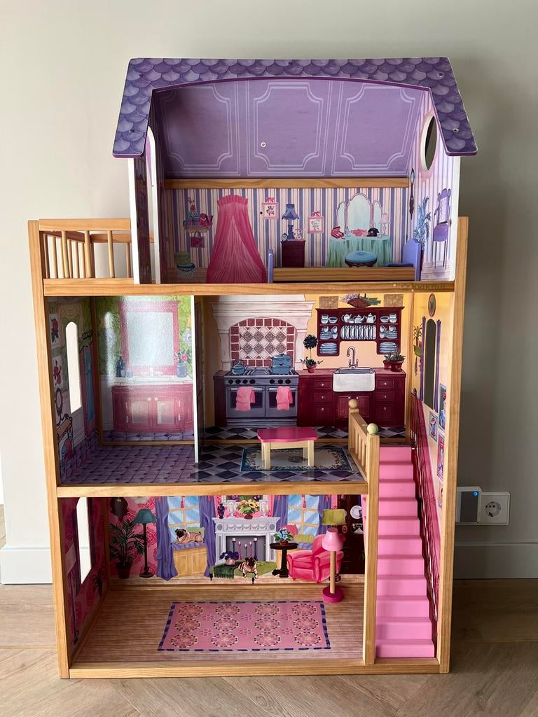 Kidkraft Poppenhuis / Barbiehuis met meubels, Kinderen en Baby's, Speelgoed | Poppenhuizen, Gebruikt, Poppenhuis, Ophalen