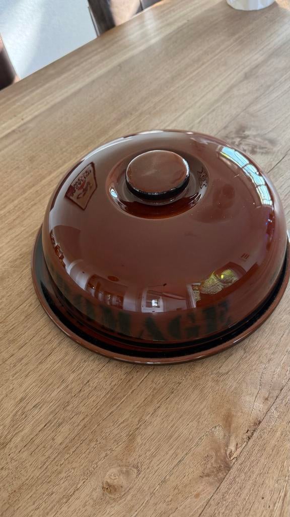 Vintage Elchinger Keramiek Kaasstolp - Mid-Century Bruin, Ophalen of Verzenden, Zo goed als nieuw, Overige materialen, Pot, Bus of Blik