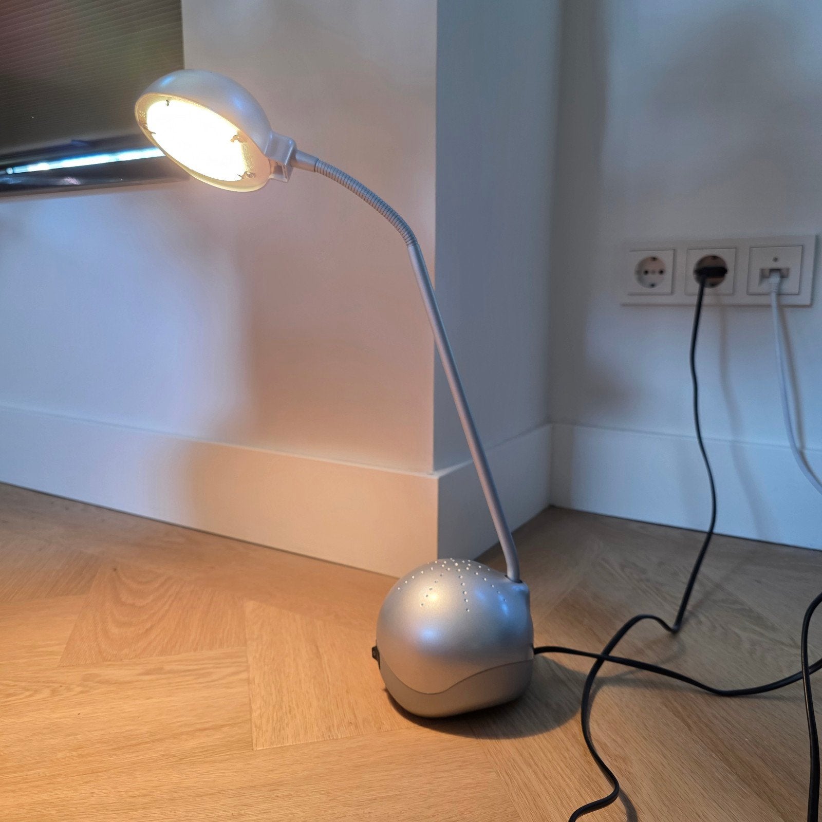 Zilverkleurig Massive armatuur tafellamp bureaulamp leeslamp, Ophalen, Philips, Zo goed als nieuw, Zilver