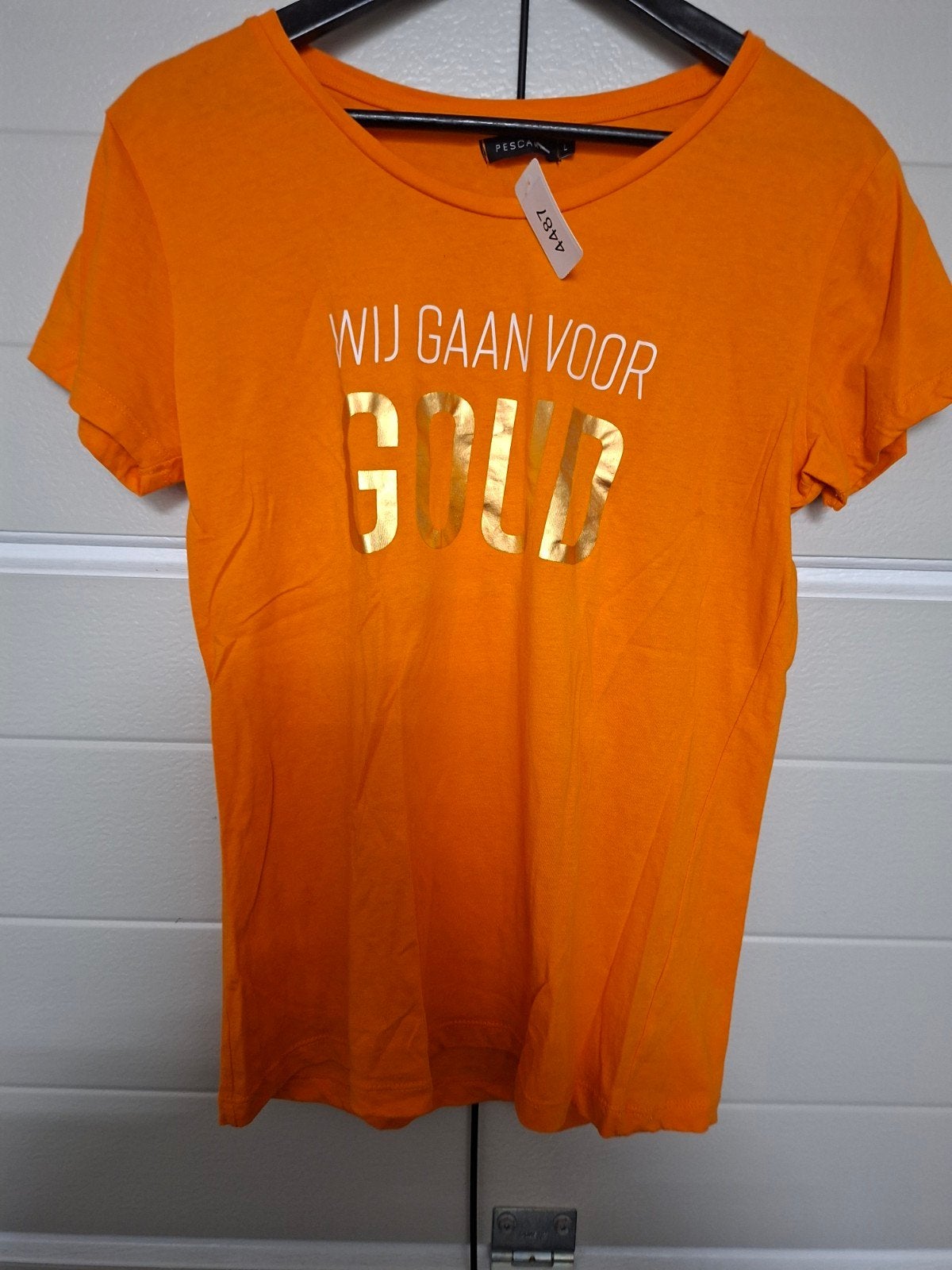 Pescara T-shirt Oranje "Wij gaan voor GOUD" Maat L, Maat 42/44 (L), Pescara, Nieuw, Oranje