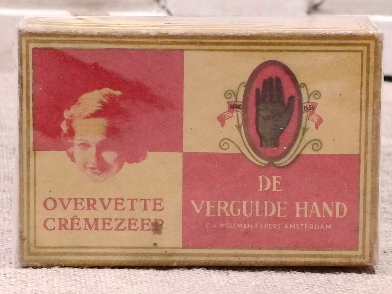 De Vergulde Hand overvette crèmezeep, Ophalen of Verzenden, Gebruikt, Tabaksdoos of Verpakking