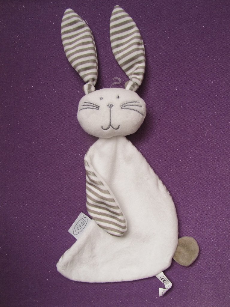 FUNNIES Knuffeldoekje KONIJN. WIT - BEIGE GESTREEPT **Nieuw*, Ophalen of Verzenden, Nieuw, Konijn, Met label