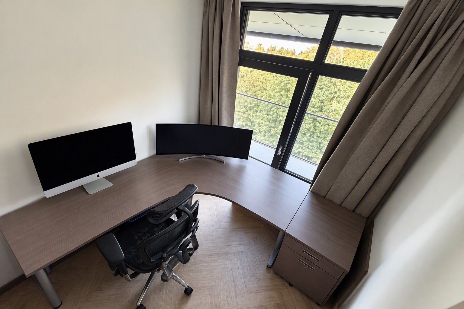 Ikea Galant hoekbureau + Rolkast, Ophalen, Hoekbureau, Bruin, Zo goed als nieuw