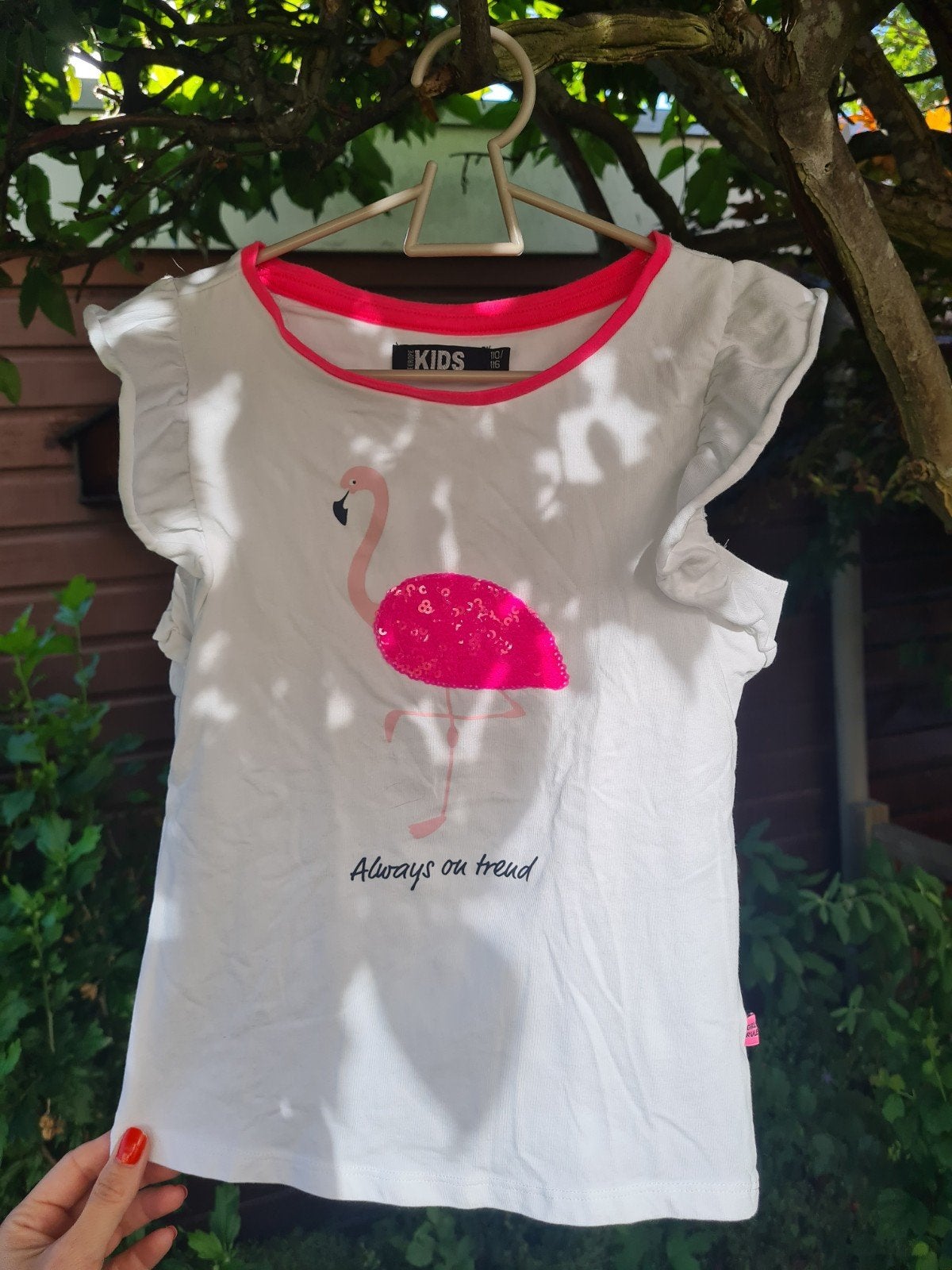 Leuk meisjes T-shirt met flamingo - Maat 110/116, Fietsen en Brommers, Fietsen | Meisjes, Ophalen of Verzenden, 26 inch of meer