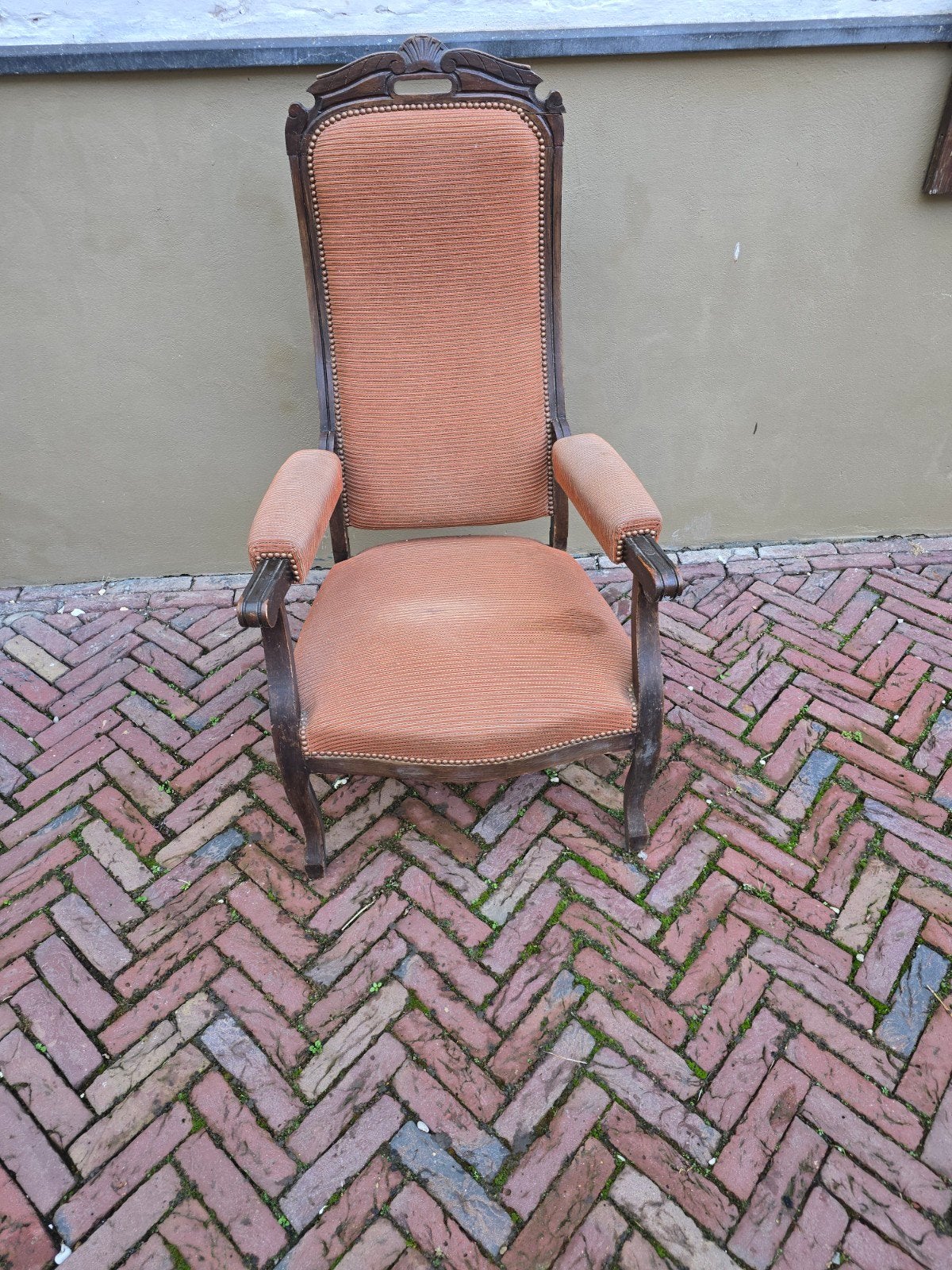 Antieke Opa Stoel - Hoge Rugleuning en Armleuningen, Antiek en Kunst, Ophalen