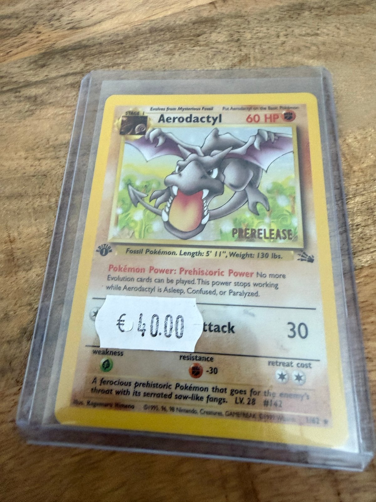 Aerodactyl Prerelease Pokémon Kaart (60 HP), Ophalen of Verzenden, Gebruikt, Losse kaart