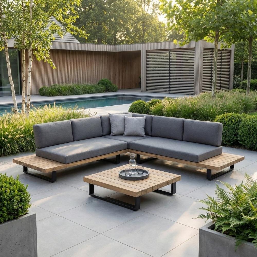 Salvador hoek loungeset | aluminium + hardhout | 260x260cm, Tuin en Terras, Tuinsets en Loungesets, Ophalen, 5 zitplaatsen, Aston Martinlaan 36