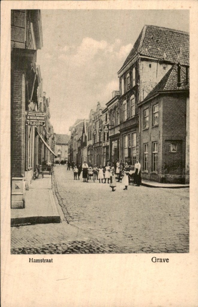 Grave - Hamstraat - Straatbeeld, Ophalen of Verzenden, Voor 1920, Ongelopen, Noord-Brabant