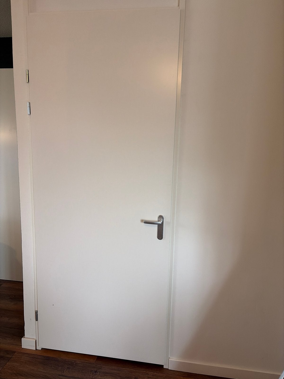 Witte binnendeur met stalen kozijn en bovenlicht, Ophalen, Gebruikt, 80 tot 100 cm, 215 cm of meer