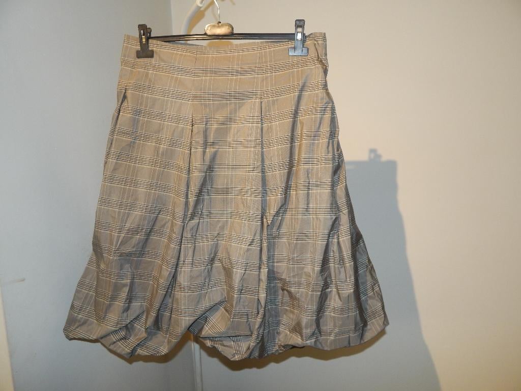 Pauw wikkel overslag rok gladde stof ruitjes voorjaar3/40, Kleding | Dames, Maat 38/40 (M), Verzenden, Beige, Pauw