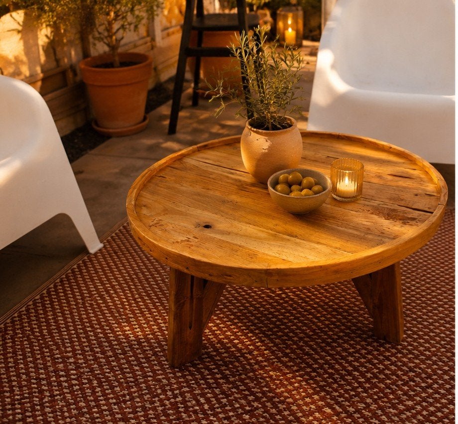 Mooie robuuste salontafel (70cm), Huis en Inrichting, Tafels | Salontafels, Ophalen, Rond, 50 tot 100 cm, 50 tot 100 cm