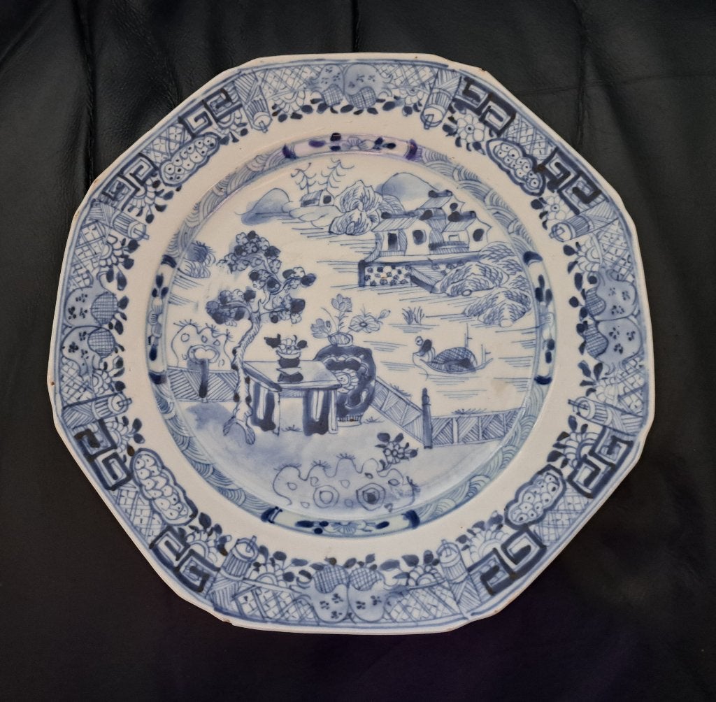 Qianlong octagonaal bord 18e eeuw, Antiek en Kunst, Ophalen