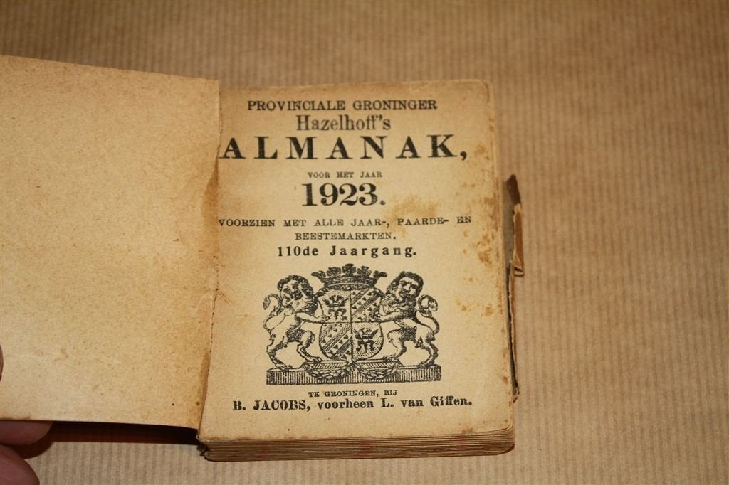 Provinciale Groninger hazelhoff\'s Almanak - 1923 !!, Boeken, Ophalen of Verzenden, Gelezen