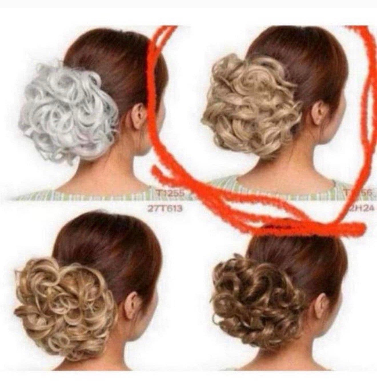 Chignon haar stuk Blonde Grote Dikke Krullen Scrunchie Blond, P, P, P, Nieuw
