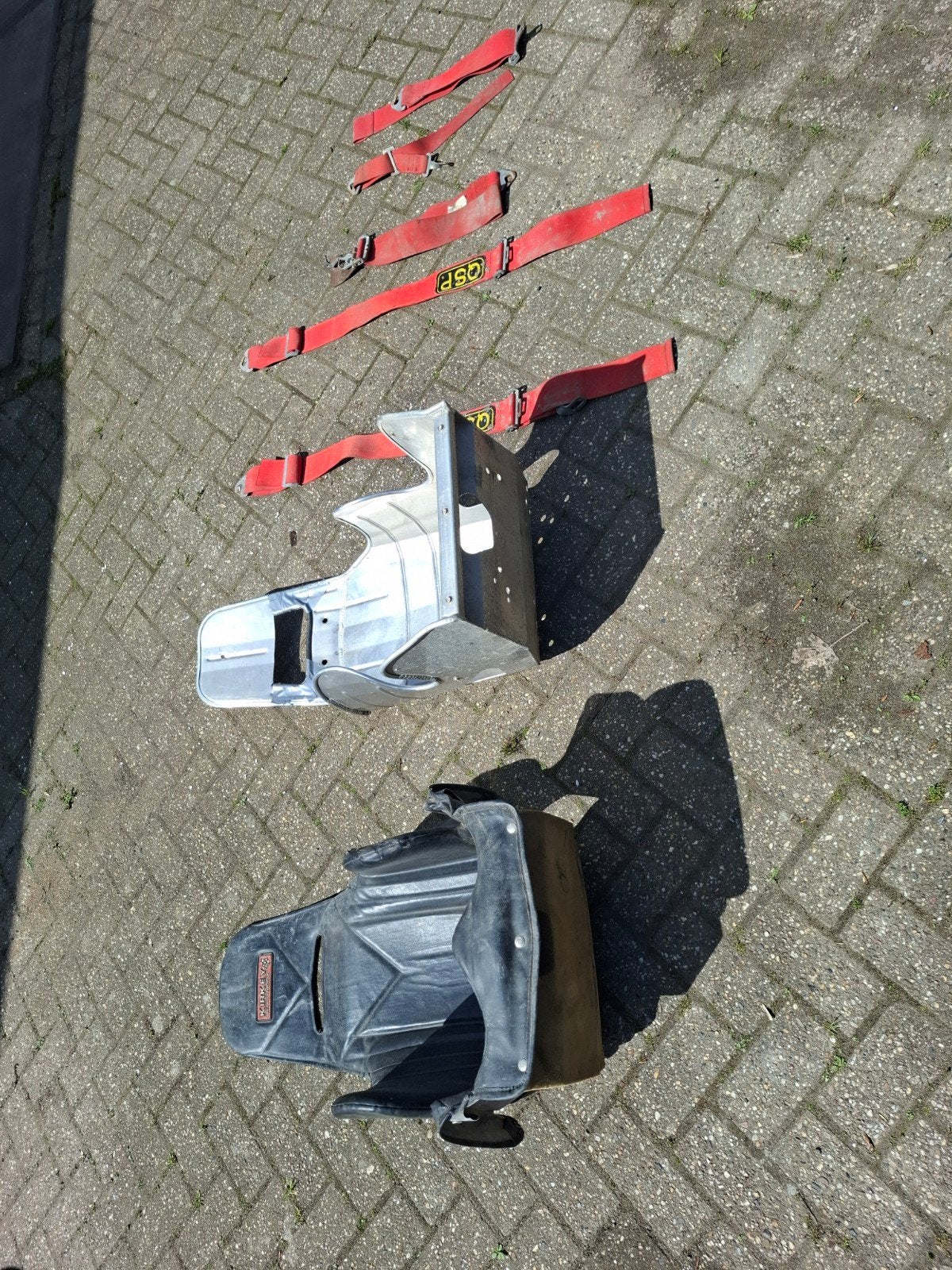 Kirkey racestoel 15 inch met bekleding en gordels, Ophalen