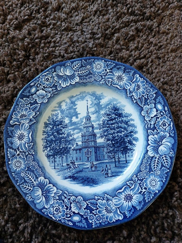 Liberty Blue bord met Independence Hall decor, Ophalen of Verzenden