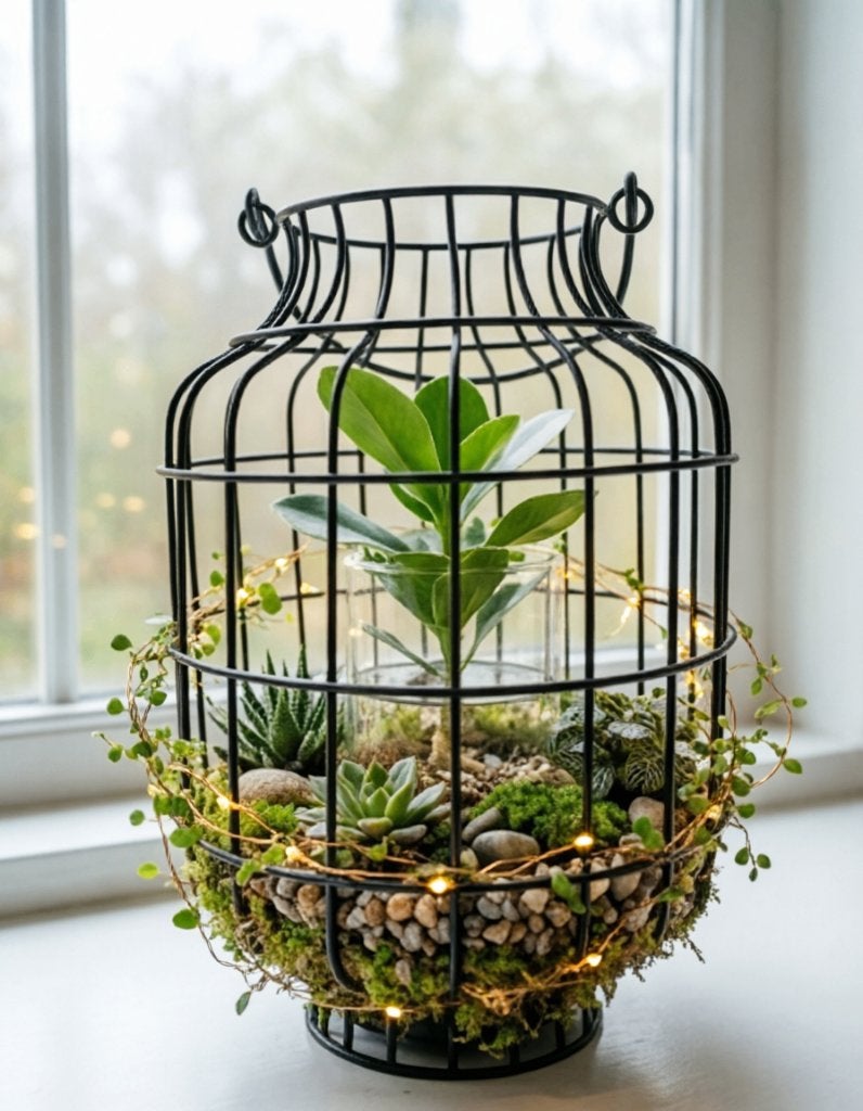 2 Riverdale Lantaarns / Windlichten Zwart Draad Metaal, Huis en Inrichting, Woonaccessoires | Kandelaars en Kaarsen, Ophalen, 25 tot 50 cm