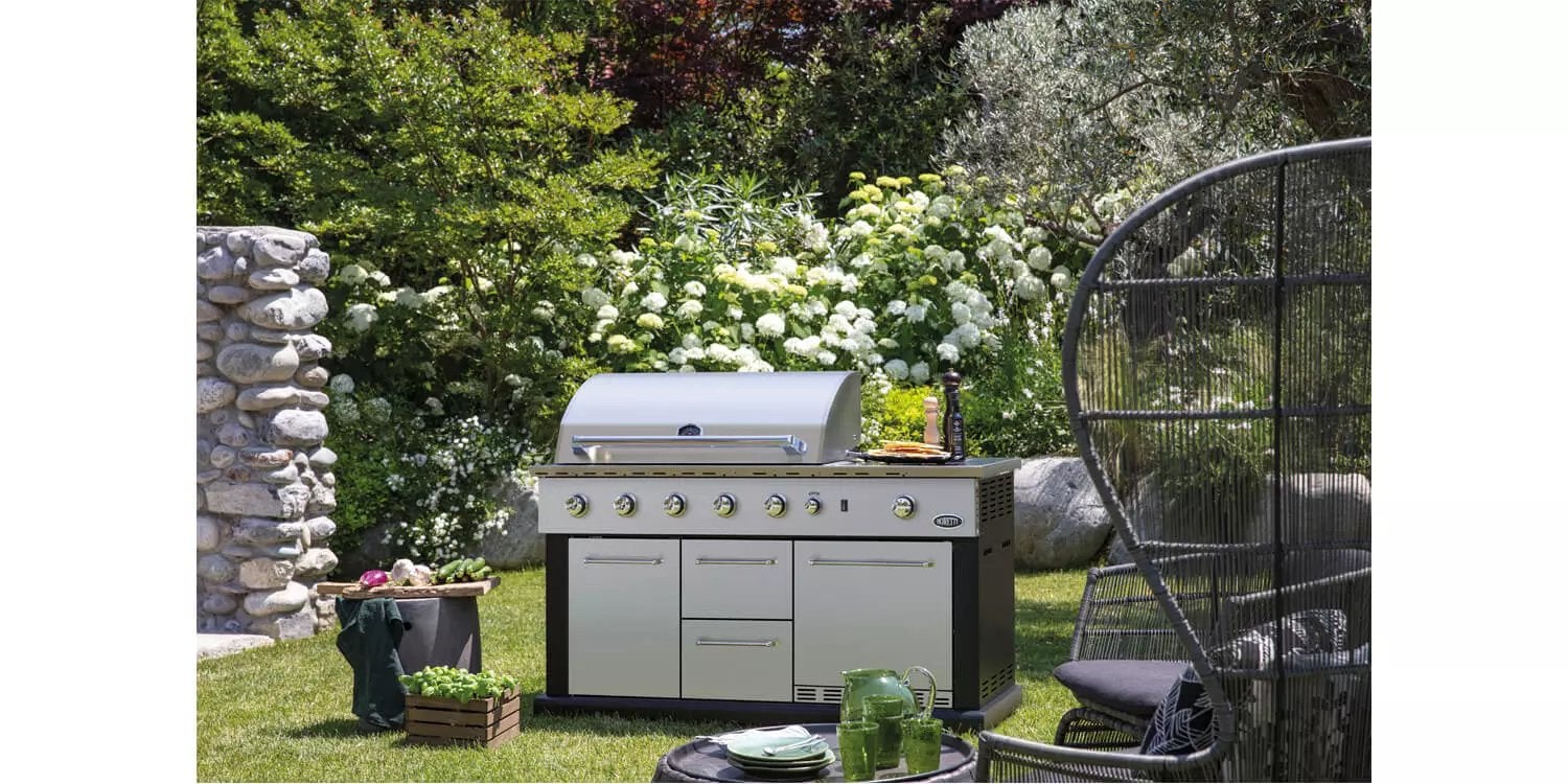 Boretti Luciano Buitenkeuken - Gasbarbecue met Koelkast, Ophalen, Gebruikt, Gas, Vrijstaand