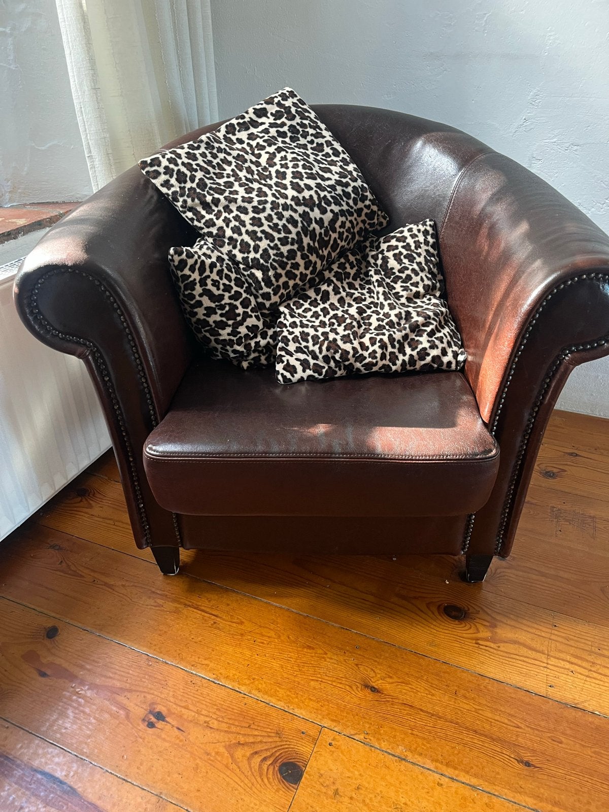 Leren fauteuil - Bruin, Ophalen, Gebruikt, Bruin, Leer