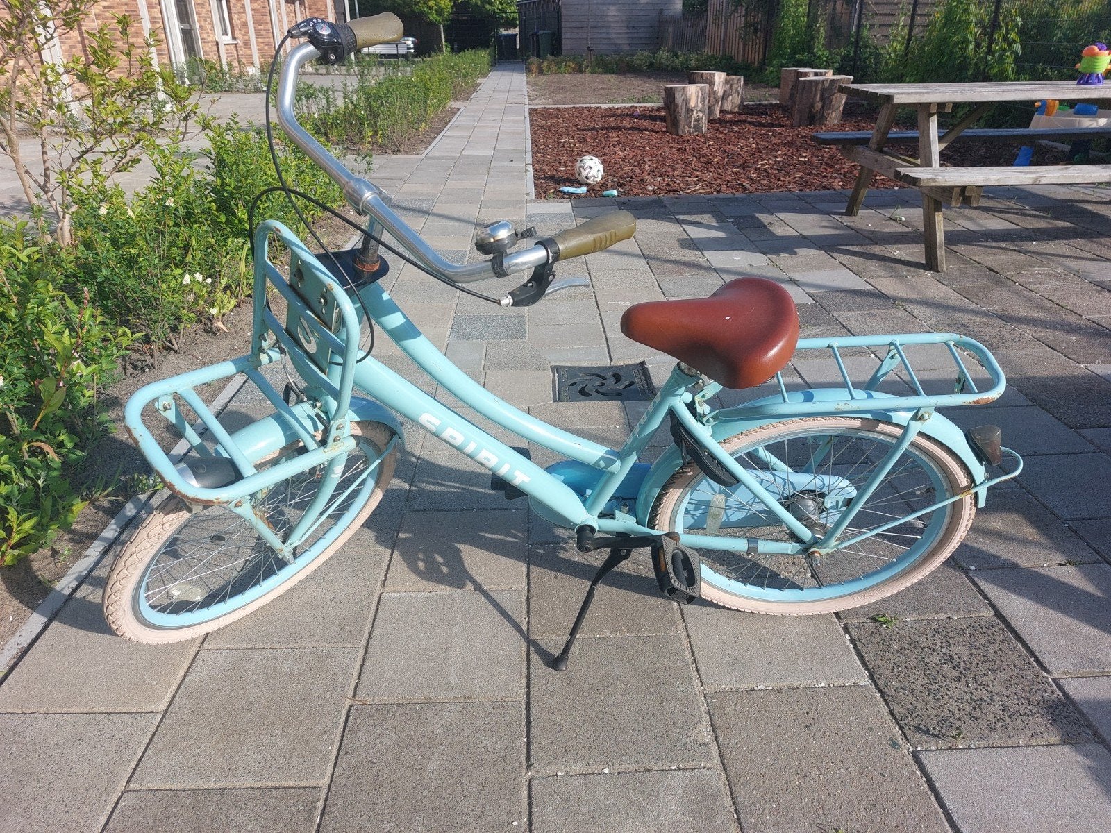 Spirit Cargo fiets 22 inch - Lichtblauw met roestplekjes, Overige merken, Terugtraprem, Gebruikt, Versnellingen