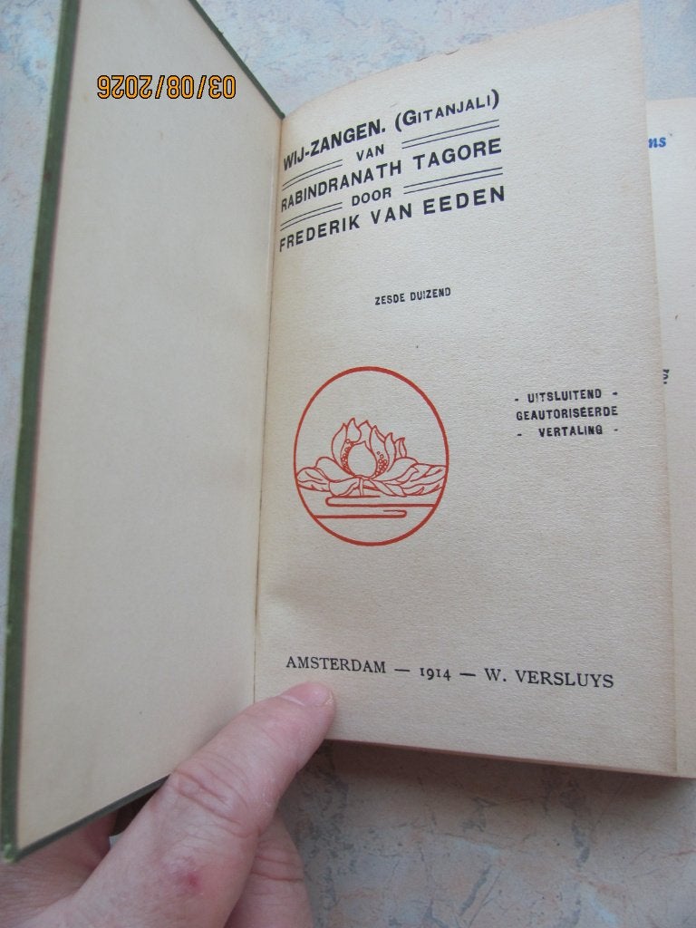 WIJ-ZANGEN Frederik VAN EEDEN poëzie R. TAGORE 1914 IZGS, Gelezen, Rabindranath Tagore, Frederik van Eeden, Spiritualiteit algemeen
