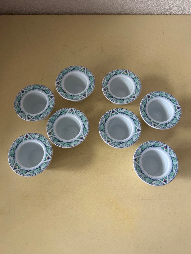 8x Arzberg eierdopjes AH servies - Bladmotief retro, Overige typen, Ophalen of Verzenden, Zo goed als nieuw, Overige stijlen