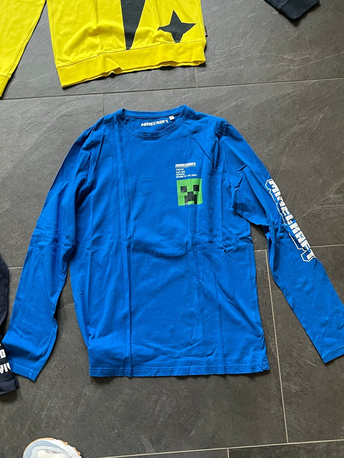 Minecraft Longsleeve Blauw - Zo goed als nieuw, Ophalen of Verzenden, Zo goed als nieuw, Jongen, Shirt of Longsleeve