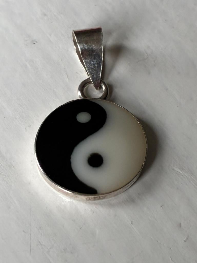 Kettinghanger zilver Yin Yang rond 925 vintage, Ophalen of Verzenden, Gebruikt, Zilver