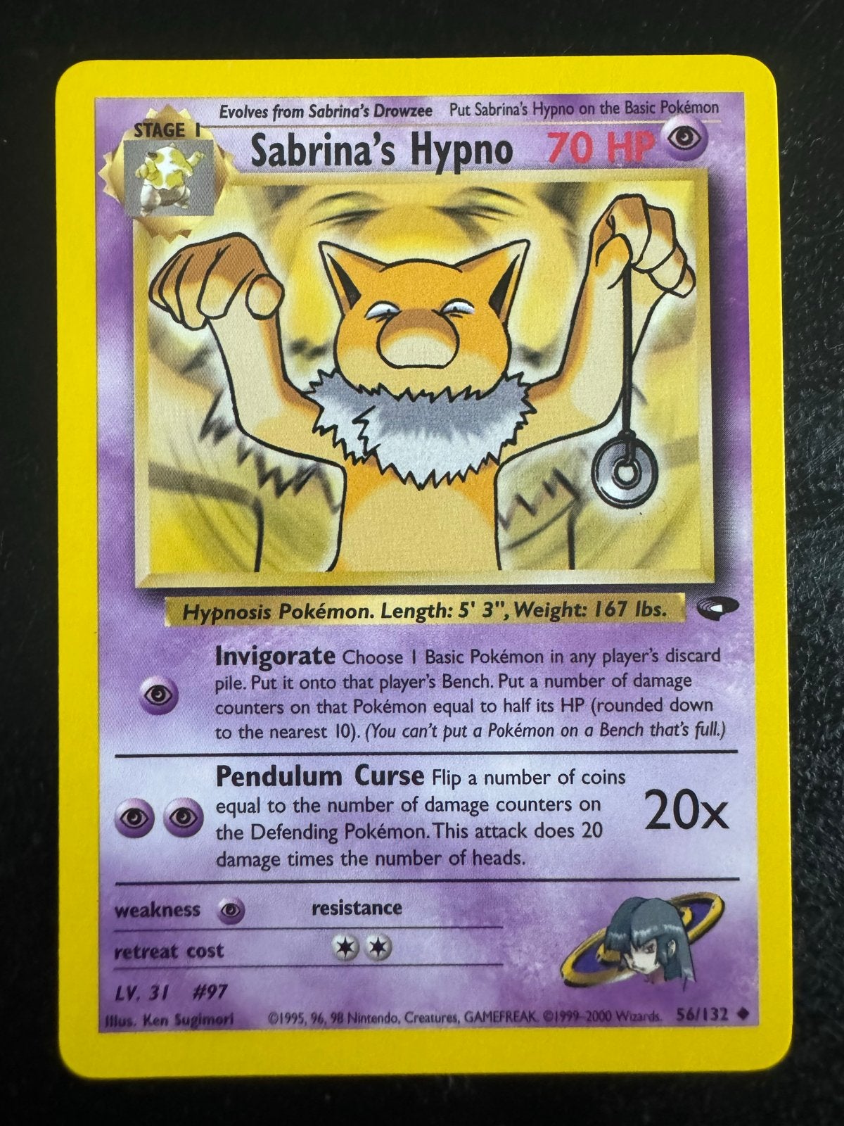 Sabrina's Hypno #56 Pokémon kaart, Ophalen of Verzenden, Gebruikt, Losse kaart