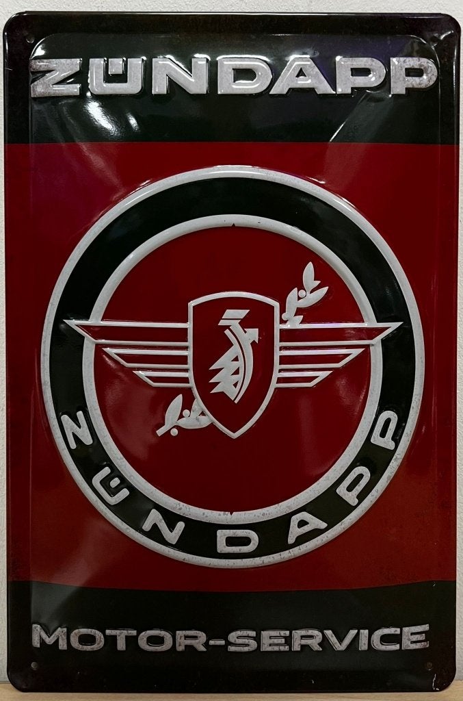Zundapp Motor Service relief reclamebord van metaal wandbord
