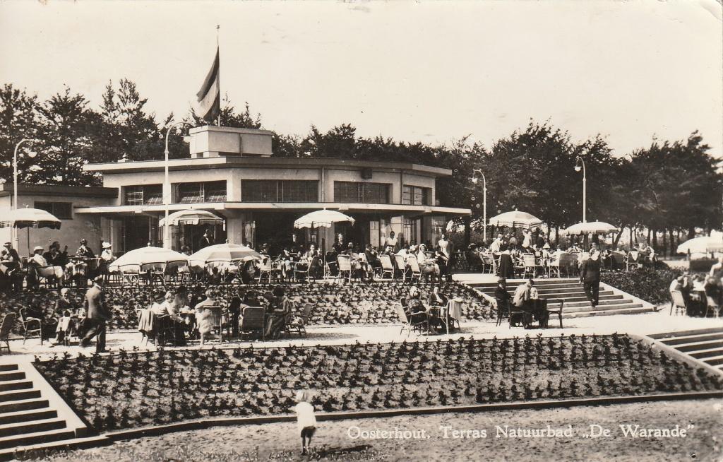 Oosterhout (N.Br.) - Terras Natuurbad De Warande, ca. 1960., Ophalen of Verzenden, 1960 tot 1980, Gelopen, Noord-Brabant