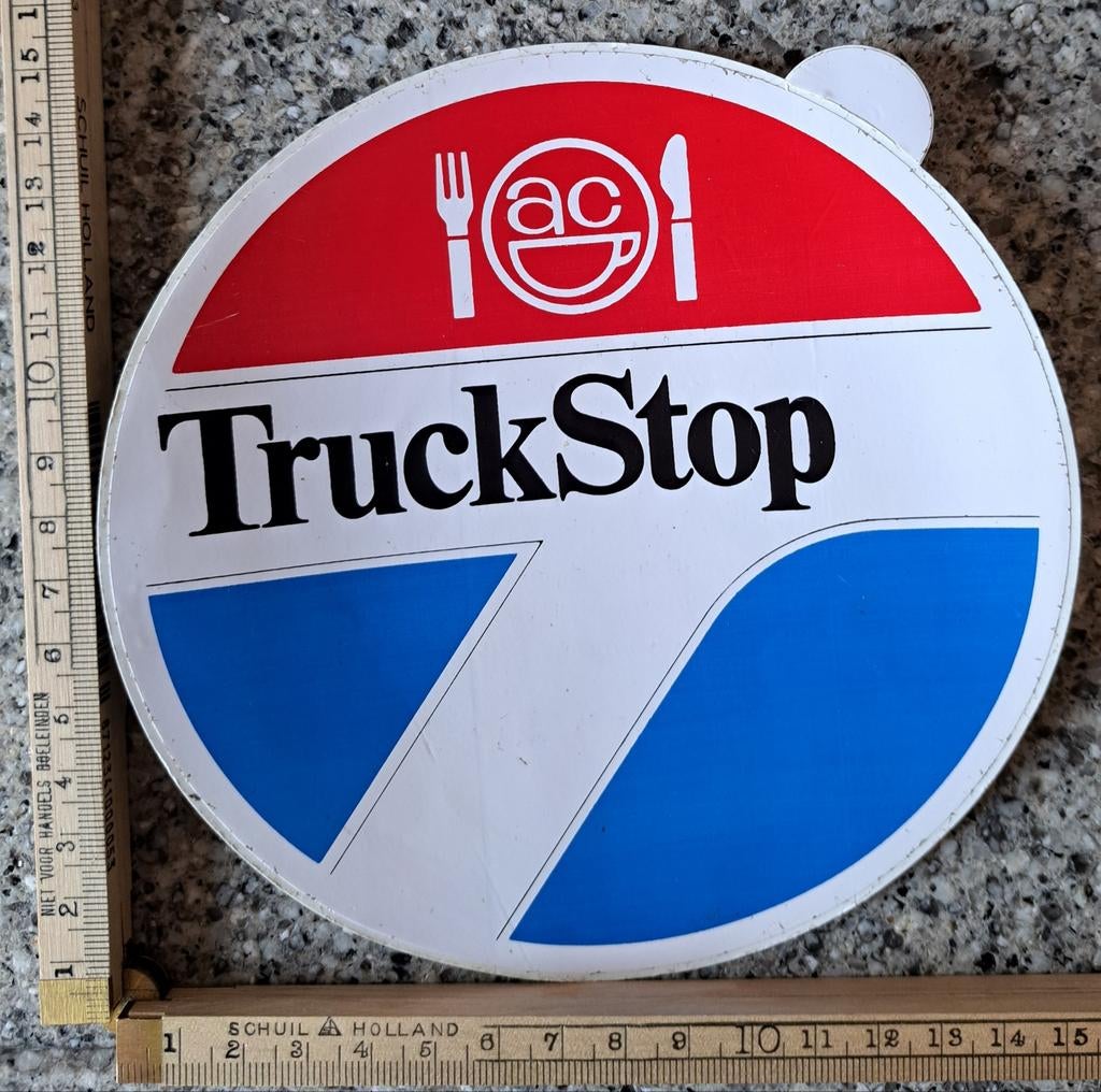 Vintage grote sticker AC restaurant TruckStop logo merk, Ophalen of Verzenden, Zo goed als nieuw