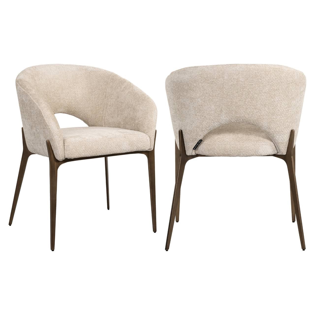 1x Richmond Interiors eetkamerstoel Kenzi cream, Ophalen, Overige kleuren, Zo goed als nieuw, Eén
