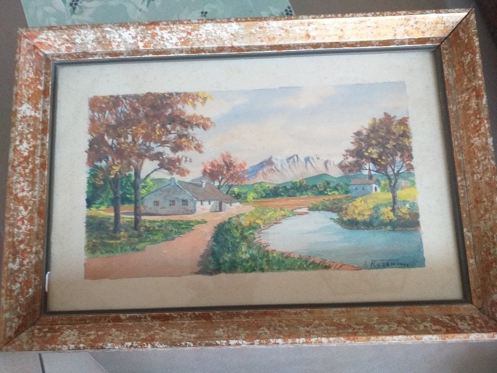 aquarel landschap, Ophalen of Verzenden, Achter glas, Landschap