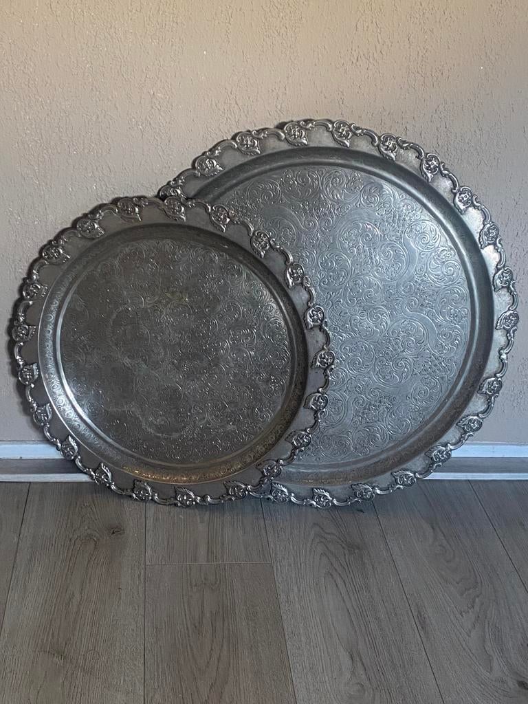 2x zilveren antieke theeschalen, Ophalen of Verzenden, Gebruikt, Rond, Overige materialen