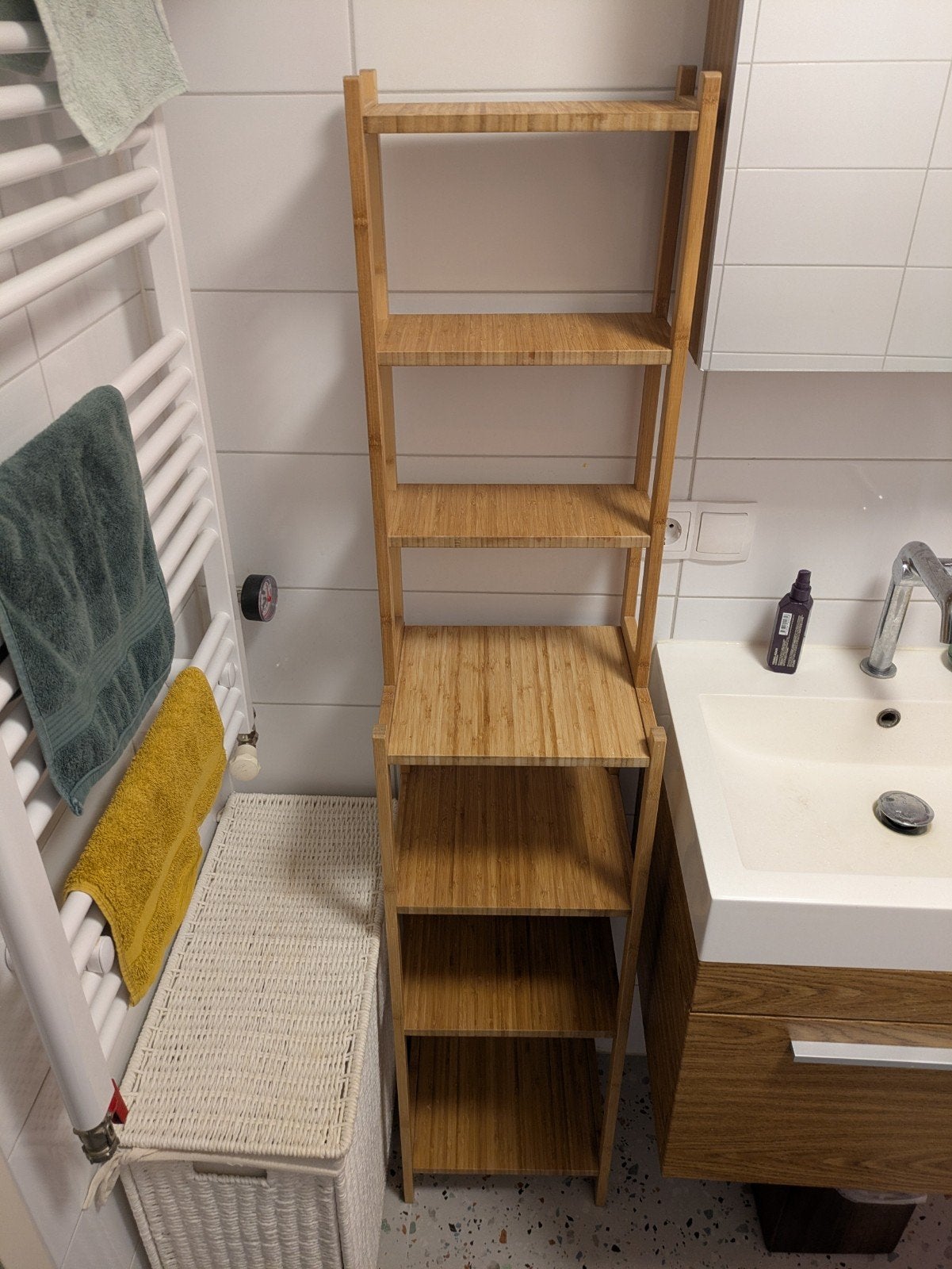 Ikea RÅGRUND badkamerrek bamboe - 162cm hoog, Ophalen, (Half)hoge kast, Minder dan 50 cm, Zo goed als nieuw