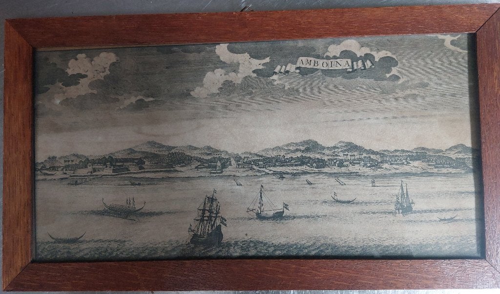ambon antieke prent, Antiek en Kunst, Ophalen of Verzenden