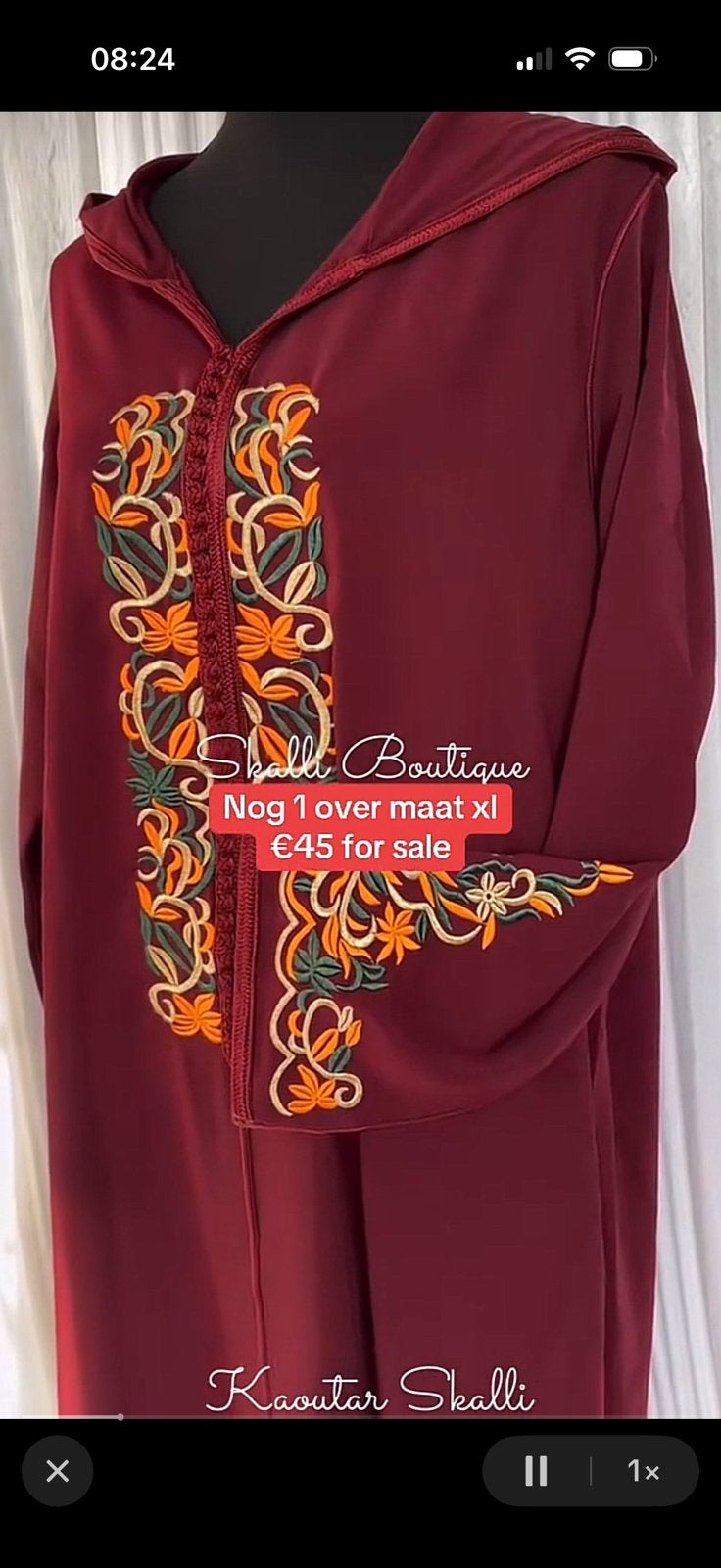 Jelaba rood met oranje details maat xl, Overige typen, Maat 46/48 (XL) of groter, Ophalen of Verzenden, Zo goed als nieuw