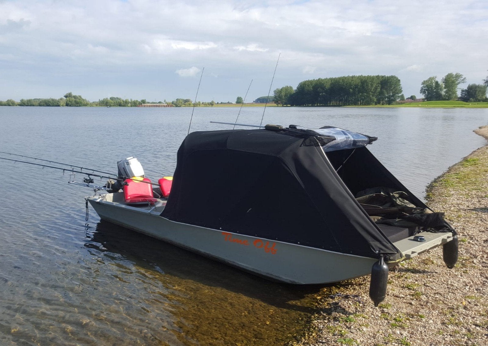 vis-/plezierboot/platbodem van dik aluminium + trailer, Ophalen, Gebruikt, Motor en Techniek, Motorboot