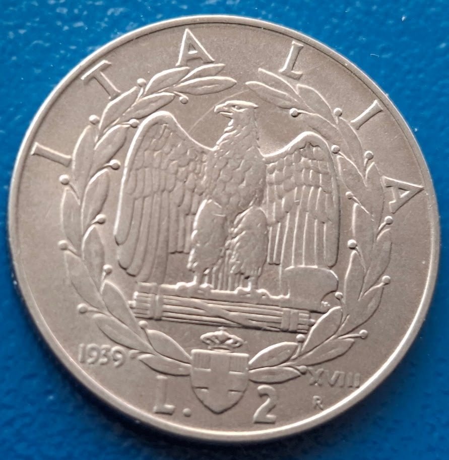 Italië 2 lire 1940 (magnetisch), Verzenden, Italië, Losse munt