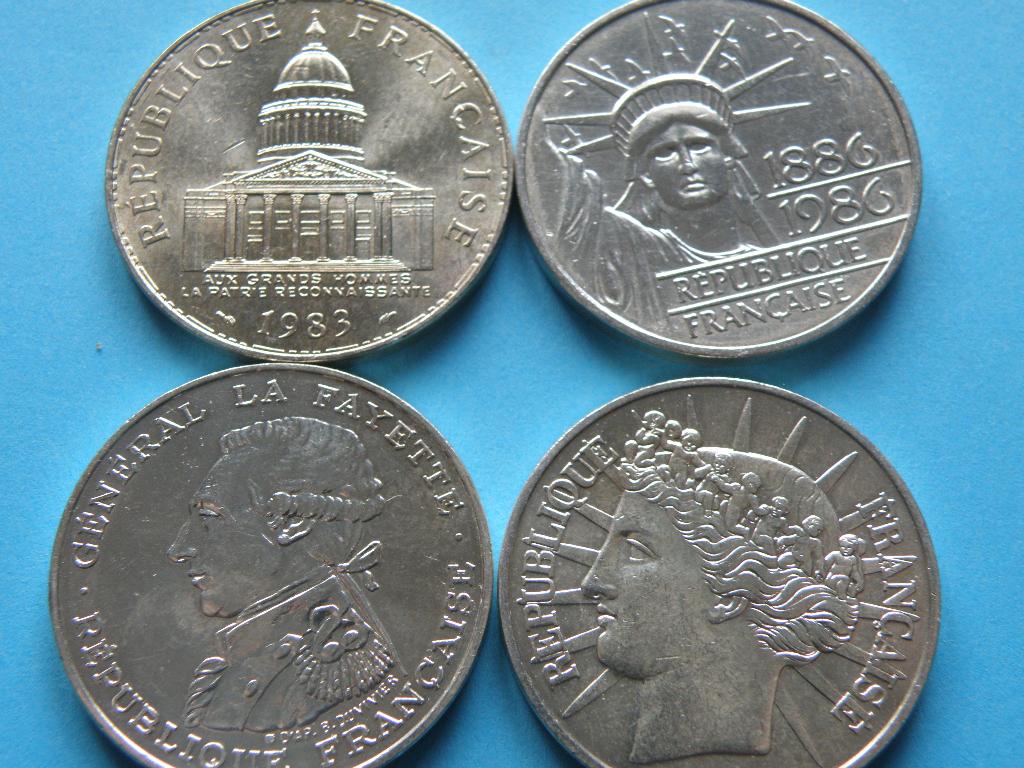 Frankrijk 4 x 100 f zilver 1983, 1986,1987,1988, Verzenden, Frankrijk, Setje, Zilver