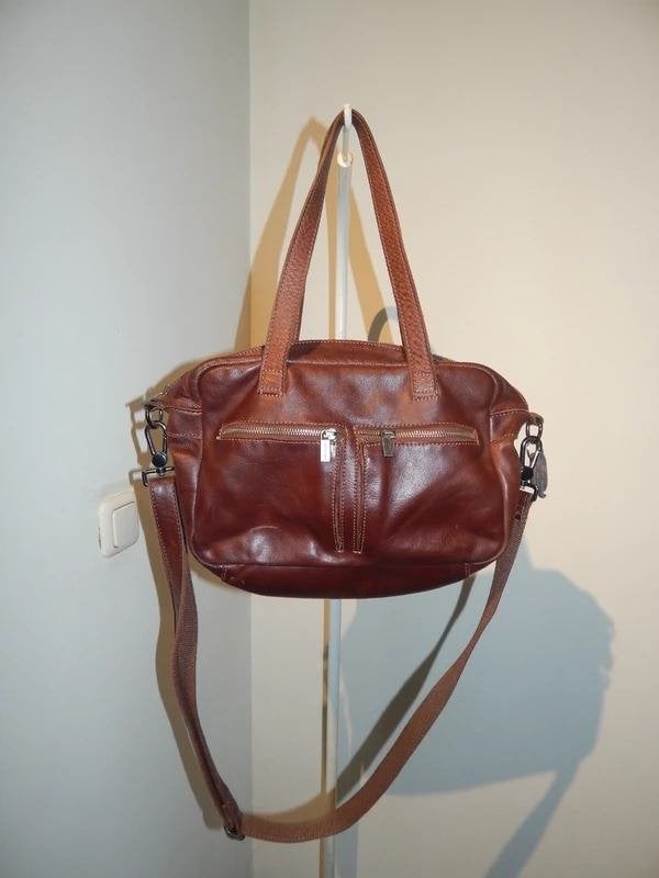 Cowboysbag mooie leren schoudertas vakken merk inslag, Overige merken, Bruin, Verzenden, Zo goed als nieuw